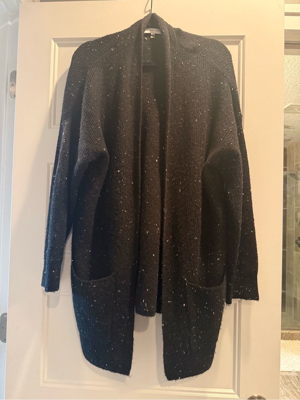 John + Jenn Black Speckled Open-Front Cardigan